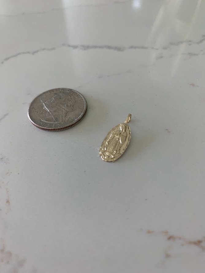 14K Solid Gold Virgin of Guadalupe Pendant - Catholic Yellow Gold - Etsy