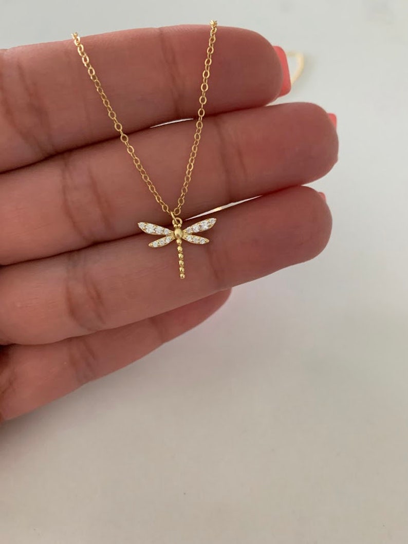 Gold Dragonfly Necklace, Dragonfly Pendant Necklace, Dragonfly Jewelry, Summer Jewelry, Dragonfly Pendant Necklace image 9