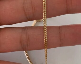 Solid 14K Gold Miami Cuban Curb Chain - 2.2MM Layering Necklace