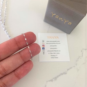 Solid 14K White Gold Mirror Chain, Gold Chain, 1.7mm Twisted Mirror Chain, Dainty Mirror Chain , Shiny Dual Mirror, 14K Gold Choker