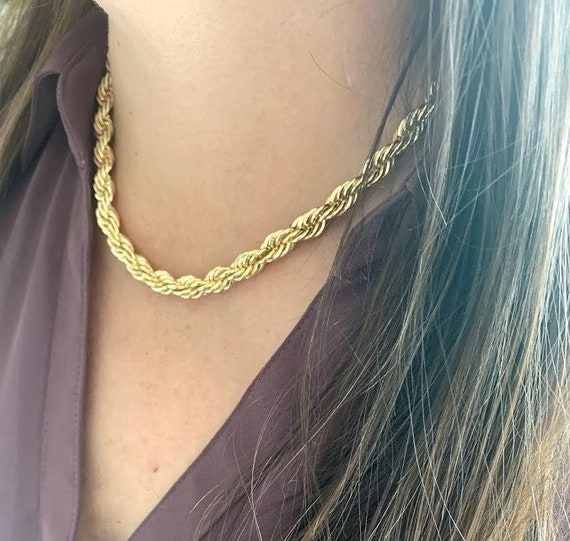 14K Gold Filled 8MM Rope Chain Necklacelayering Gold Chain
