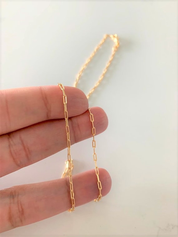 Gold-Filled Paperclip Chain Necklace: Rectangle Link Choker