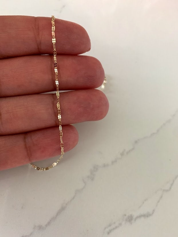 14K Yellow, Gold Mirror Chain, Gold Chain, 1.7mm Twisted
