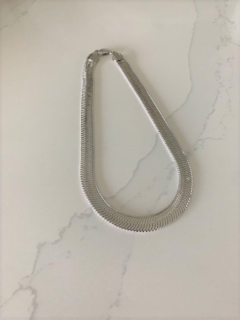 10MM Herringbone Necklace 14K Gold Filled Omega Necklace Etsy