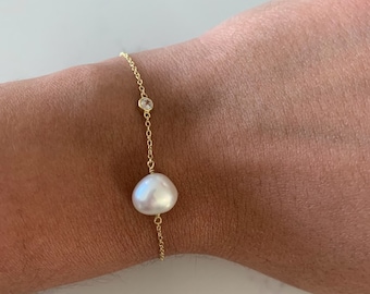 Freshwater Pearl Bracelet: Sterling Silver Minimalist Jewelry