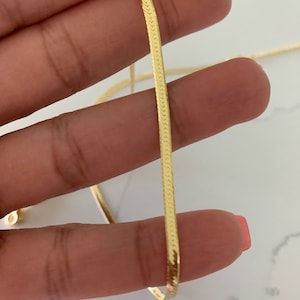 14K Gold 2mm Herringbone,  Gold Chain Necklace, Gold Chain Herringbone, 16&quot; + 2&quot; Chain Trending 14K over silver