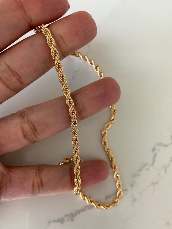 3.5MM Rope Necklace Skinny Rope Necklace Chain 18K Gold Filled Chain Choker Necklace  Rope Choker Gold Roper Choker Twisted Necklace 