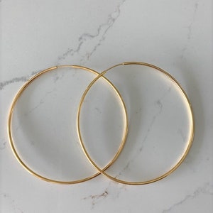 80MM Thin Hoops in 18K Gold Filled, Gold Hoops, Gold Filled Hoops, Gold Earrings, Gold FIll Earrings, Gold Thin Hoops, JLO Hoops