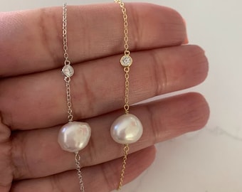 Freshwater Pearl Bracelet: Sterling Silver Minimalist Jewelry