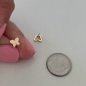 14k Gold Butterfly Earrings, Cubic Zirconia Dainty Gold Butterfly Stud, Butterflies, Earrings, Tiny Earrings, Studs, Minimal Earrings, 6x5MM