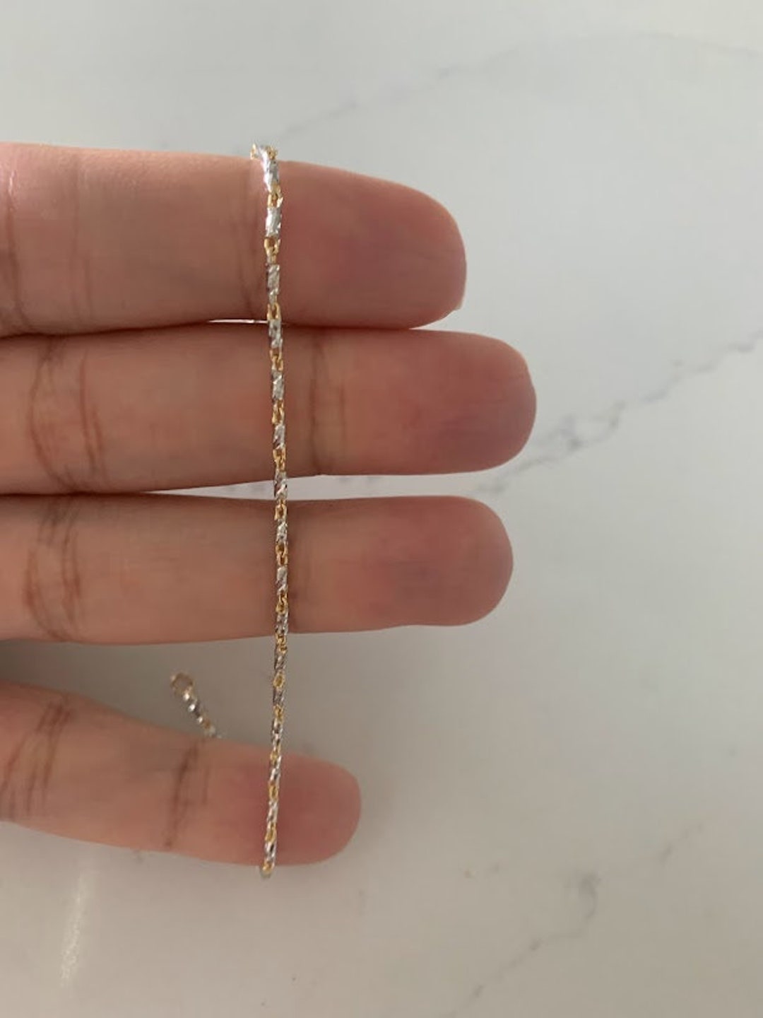 14Kゴールド アンクレット リンクチェーン 14K ツートンゴールド ルミナリンク アンクレット - 9.5インチ