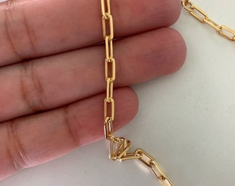 18K Gold Filled Paperclip Chain Necklace • Gold Filled • Layering Gold Chain • Rectangle Link • Oval Link Chain • Regular Size | BEST SELLER