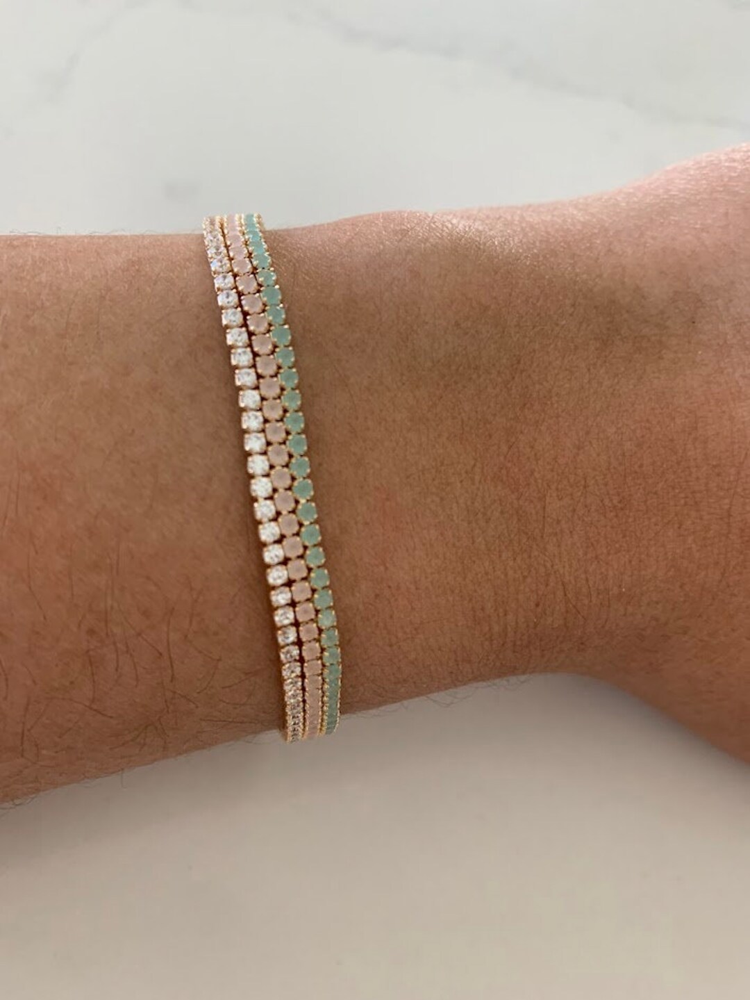 thumbnail image 2 of Hip Hop Cuban Link Bracelet Pearl Bracelets For Women Gold Bracelets For Women, 14K Dainty Gold Plated Stackable Bracelets For Women Trendy Gold Bracelet Stack Set Waterproof Chain Bracelets Paperclip Non Tarnish 2 of 14