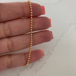 Gold Beaded Chain Necklace | Dainty 1MM Ball Chain | Beads Necklace | Satellite Beaded Chain | Layering Necklace | Gold-filled Necklaces