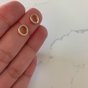 14K Solid Gold Miniature Huggies, Dainty Hoops, Everyday Earrings, Dainty Earrings, Yellow Solid Gold Earrings, 9MM Huggies