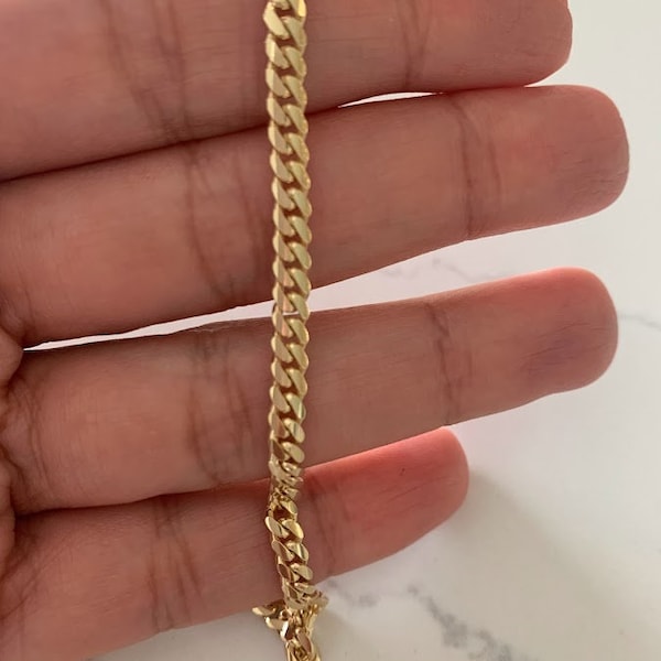 14K Yellow Gold SOLID Miami Cuban Link Bracelet, 7.5" Inch, 4MM Thick, Real Gold Bracelet, SOLID Gold Cuban Bracelet, Men, Women, Unisex