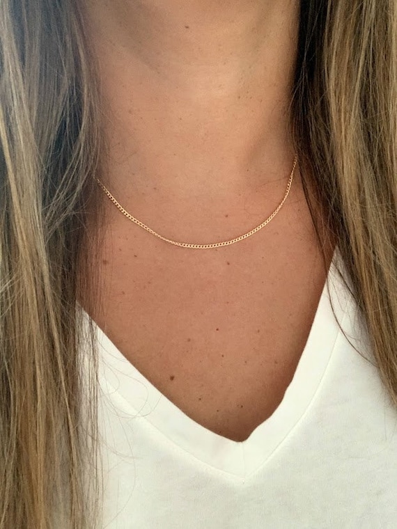 Gold filled Choker, Simple Minimalist Gold Filled Chain Necklace