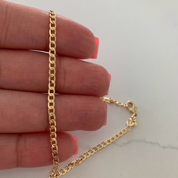 3MM Cuban Link Gold Anklet • Layering Gold Anklet • 18K Gold Filled Chain Anklet• Thin Anklet • Cuban Chain • Everyday Anklet • Body Jewelry