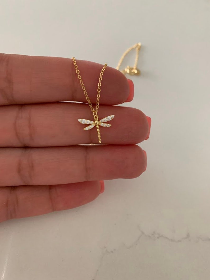 Gold Dragonfly Necklace, Dragonfly Pendant Necklace, Dragonfly Jewelry, Summer Jewelry, Dragonfly Pendant Necklace image 10