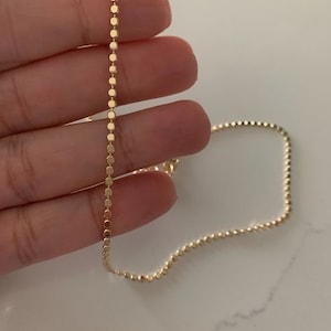 Gold Filled Flat Beaded Choker: Dainty Ball Chain Necklace
