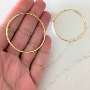 45MM Thin Hoops in 18K Gold Filled, Gold Hoops, Gold Filled Hoops, Gold Earrings, Gold FIll Earrings, Gold Thin Hoops, JLO Hoops