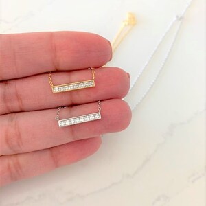 Diamond Bar Necklace, CZ Bar Necklace, Sterling Silver Bar Necklace, Horizontal CZ Bar, Gold Bar Necklace, Short Gold Bar, Bar Necklace
