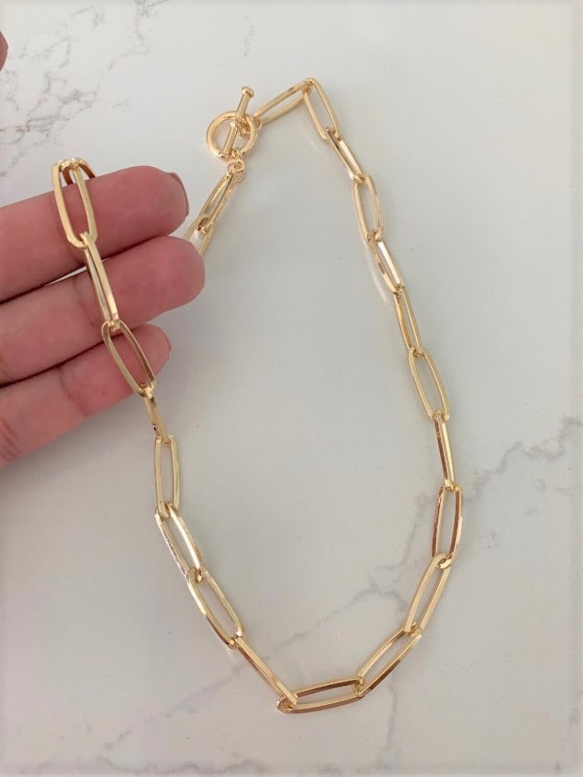 Toggle Necklace Large Paperclip Figure 8 link Chain 14k Etsy