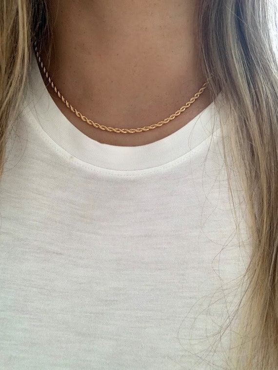 Buy Gold Plated Rope Chain Chain Link Choker Twisted Chain Necklace  Waterproof Necklace Online in India - Etsy