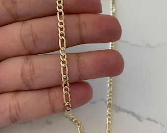 14K Yellow Gold Figaro Chain Necklace - 3.5mm Unisex Style