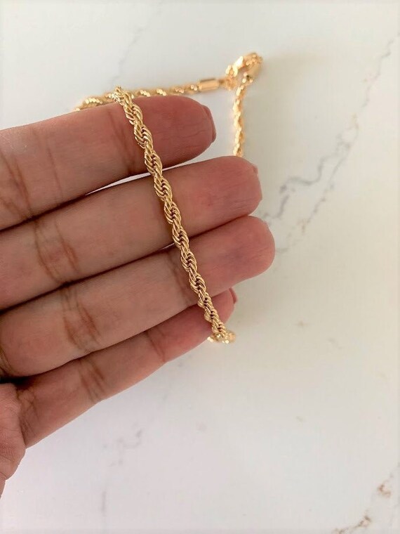 3.5MM Rope Necklace Skinny Rope Necklace Chain 18K Gold Filled Chain Choker Necklace  Rope Choker Gold Roper Choker Twisted Necklace 