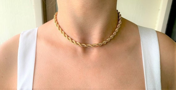 18K Gold Filled 7MM Rope Chain Necklacelayering Gold Chain