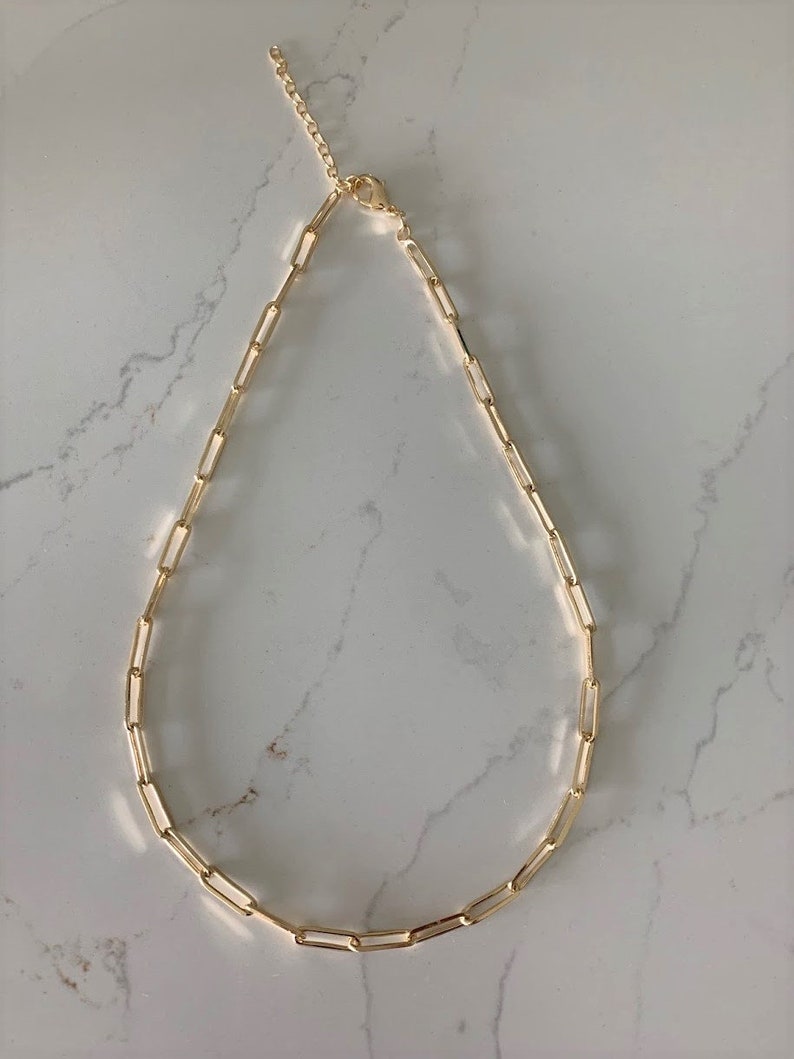 14k Gold Filled Large Paper Clip Necklace 5MM Wide Etsy