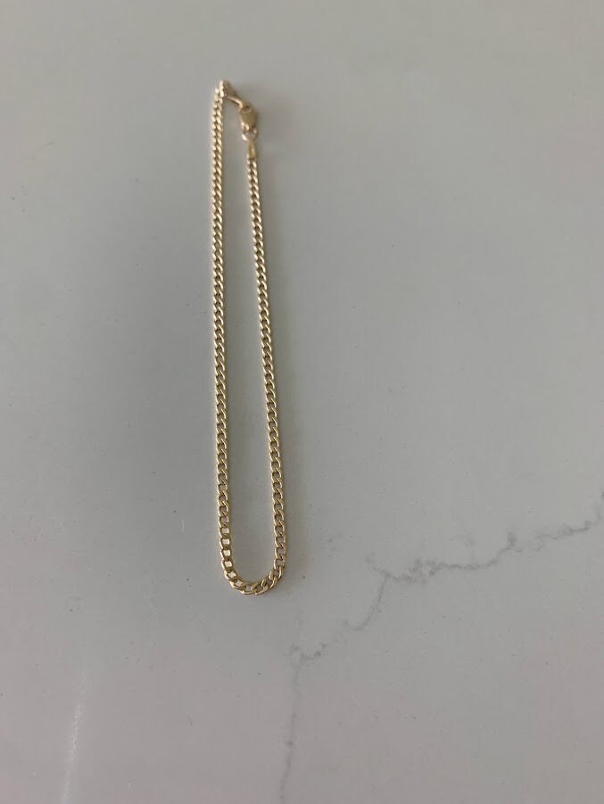 14Kイエローゴールド キューバンカーブリンクアンクレット - 2.3 mm