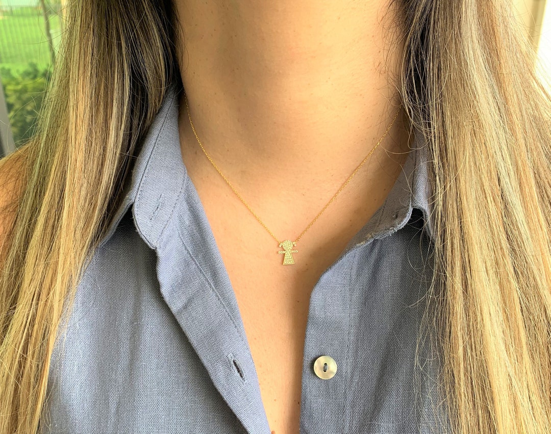 Medium Girl Shaped Charm Necklace Sterling Silver Gift for Etsy