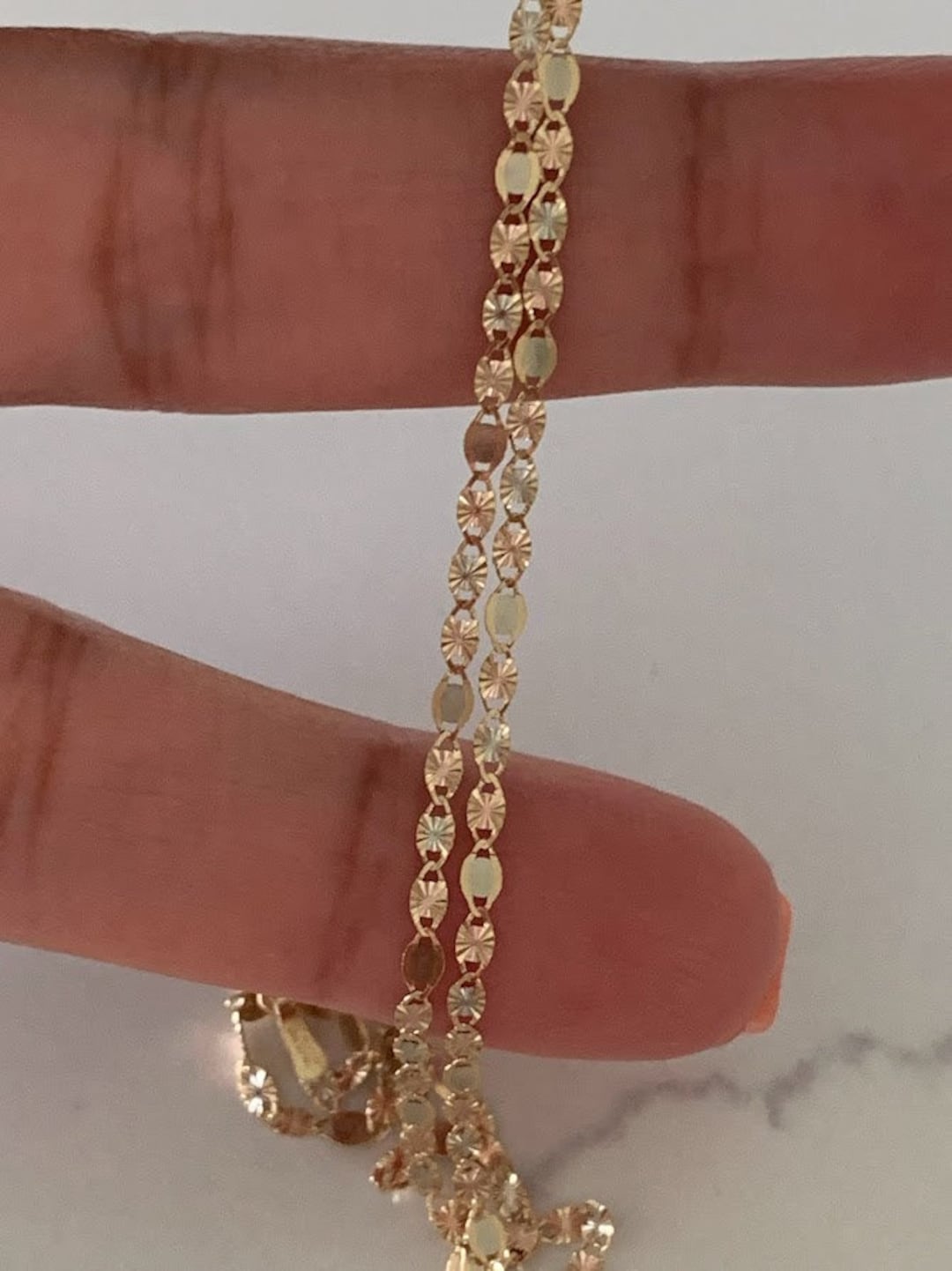 14K Tricolor Gold Valentino Chain: Diamond Cut Mirror Necklace - Etsy