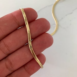 14K Gold 2mm Herringbone,  Gold Chain Necklace, Gold Chain Herringbone, 16&quot; + 2&quot; Chain Trending 14K over silver