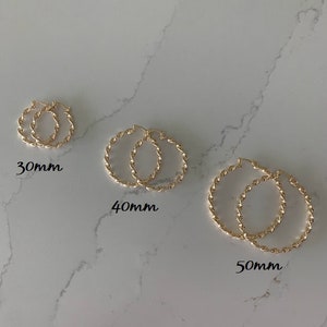 Twisted Hoops in 18K Gold Filled, Gold Hoops, Gold Filled Hoops,  Gold Filled Earrings, Gold Thin Hoops, JLO Hoops, 30-50MM