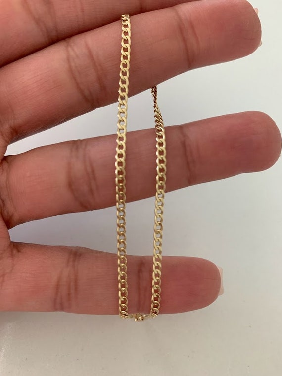 14Kイエローゴールド キューバンカーブリンクアンクレット - 2.3 mm