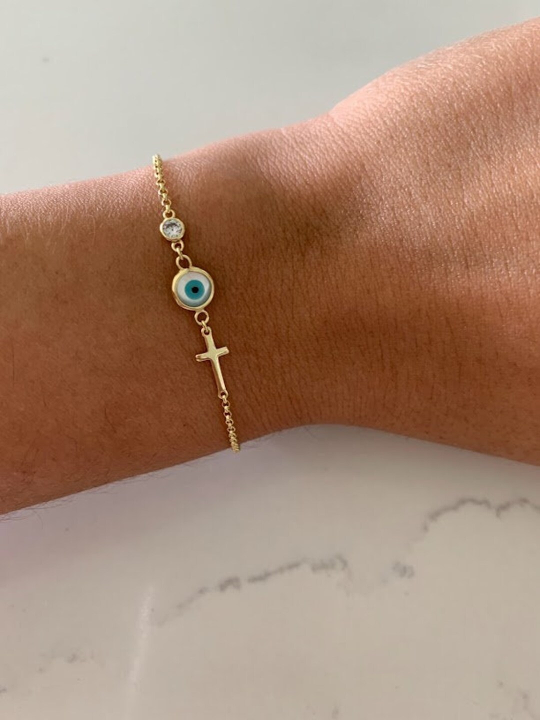 Evil Eye Bracelet in Sterling Silver, Evil Eye, Bracelet, Guardian Angel Bracelet, Evil Eye