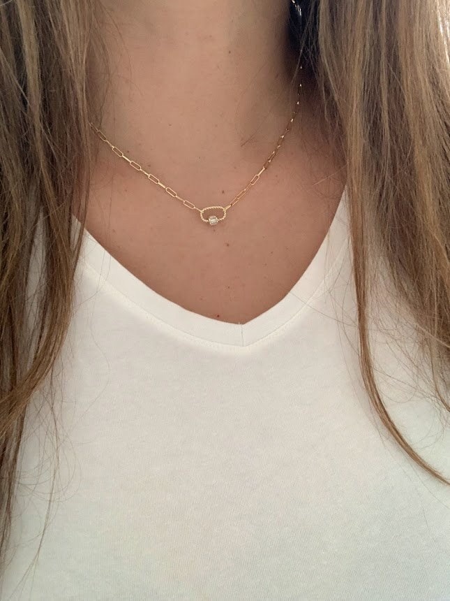 Collier Trombone En Argent Sterling 925 - Zircone Cubique 2mm, Longueur 19 Pouces, Ajustable