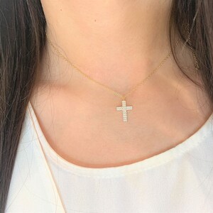 Croix d&#39;or moyenne collier croix d&#39;argent femmes grande petite croix collier collier religieux bijoux délicat croix collier croix d&#39;or pendentif