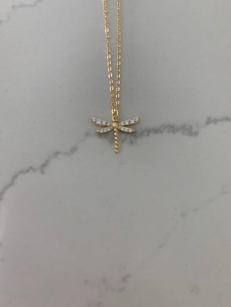 Gold Dragonfly Necklace, Dragonfly Pendant Necklace, Dragonfly Jewelry, Summer Jewelry, Dragonfly Pendant Necklace image 5