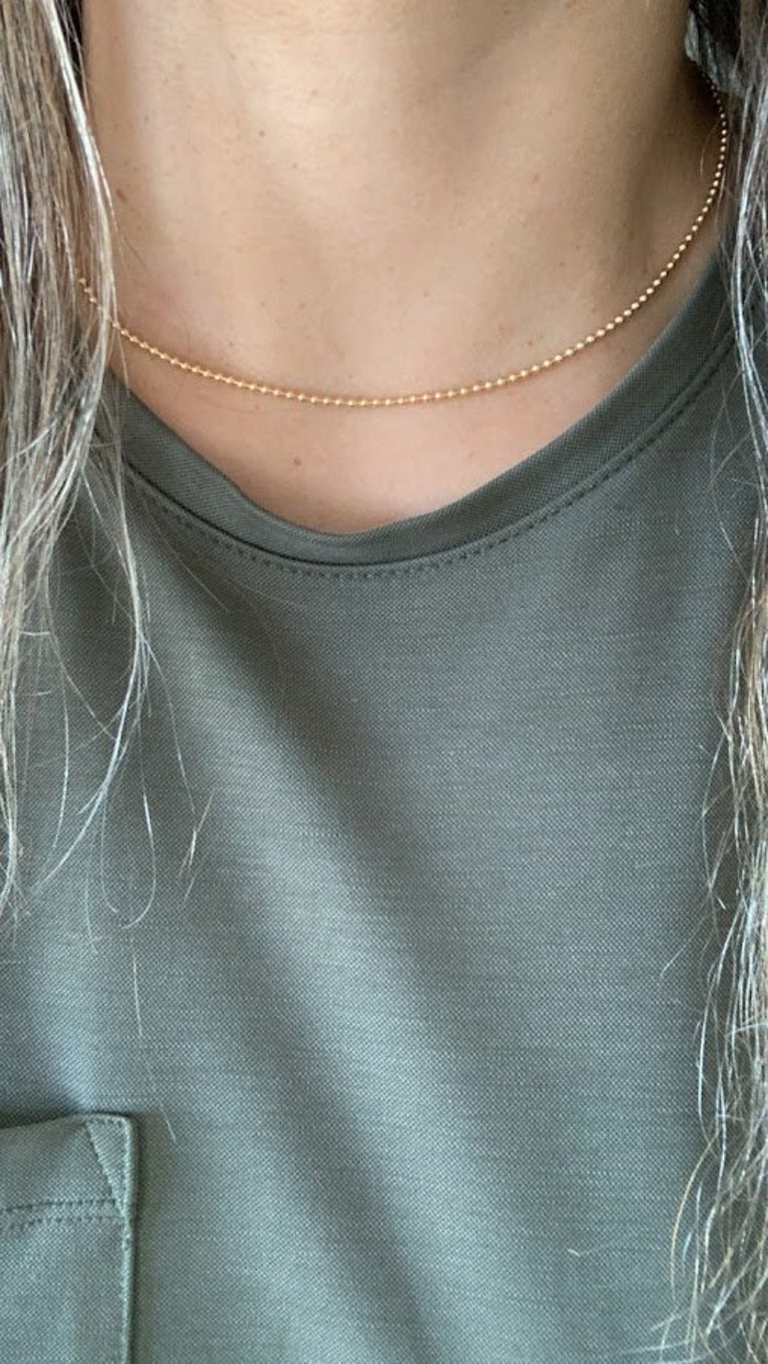 Gold Necklace for Woman Gold Satellite Chain 18K Gold Chain Gold Beaded Chain Gold Ball Chain Minimalist Necklace Woman's Jewellery Gift