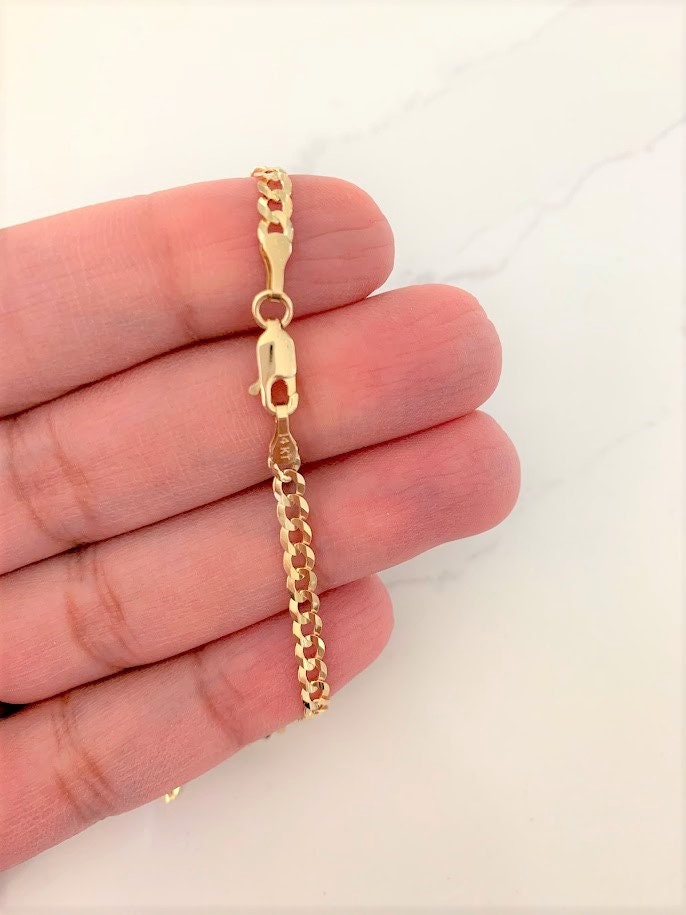14K Gold Anklet Cuban Link Anklet Gold Anklet Cuban Link Etsy