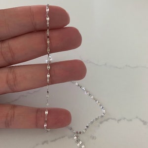 14K White Gold Sparkle Mirror Chain Necklace: Elegant Sequin Chain - Etsy