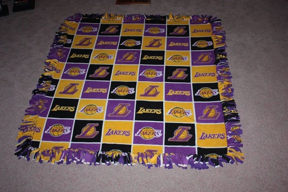Los Angeles LA Lakers Double thick Fleece Bedspread blanket throw 67x57 Etsy