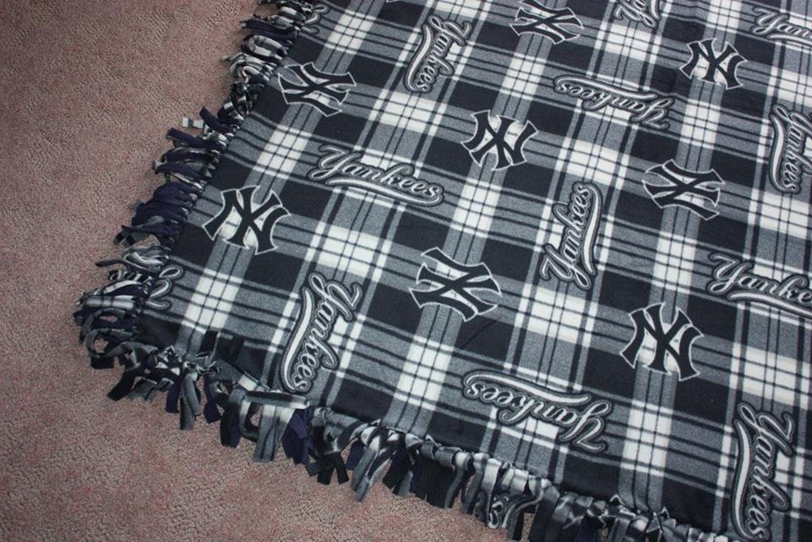 New York Yankees Doublethick Fleece Bedspread/blanket/throw Etsy