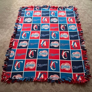 NBA Los Angeles LA CLIPPERS Double-Thick Fleece Bedspread/Blanket/Throw - 67"x57"