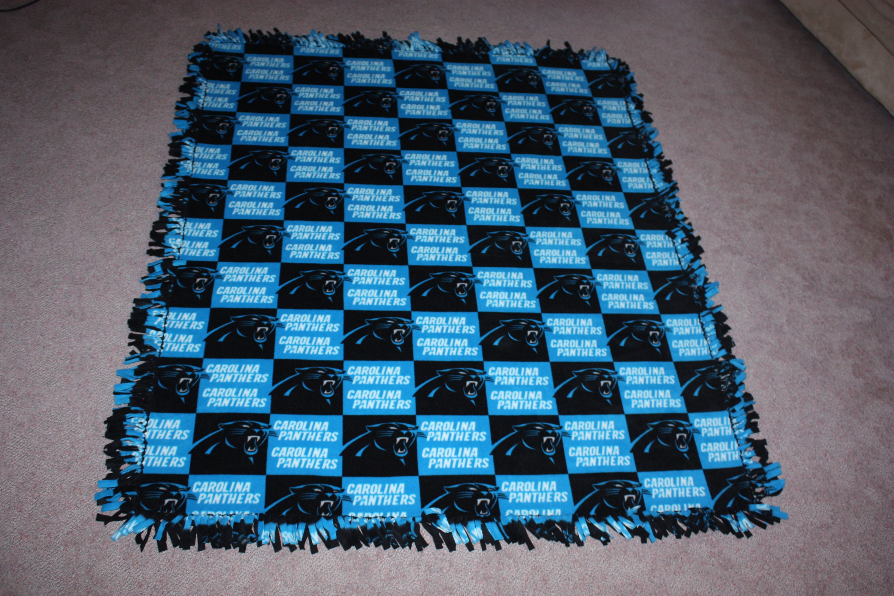 Carolina Panthers Double thick Fleece Bedspread blanket throw 67x57 Etsy