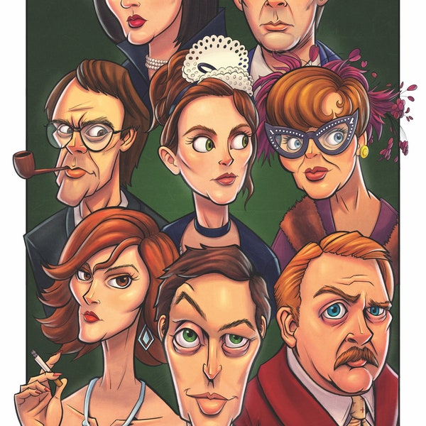 Who Dunnit?? Clue Movie Print, Clue Board Game, Cult Movie, Movie Poster, Fan Art Cartoon 11" X 17" Inches, Clue Art, Clue Wall Art